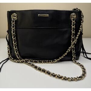 Rebecca Minkoff Swing Convertible Shoulder Bag Black Leather Chain Strap Zip Top